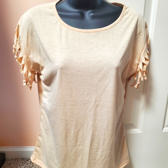 Tops - Fringe Sleeve Top NWOT